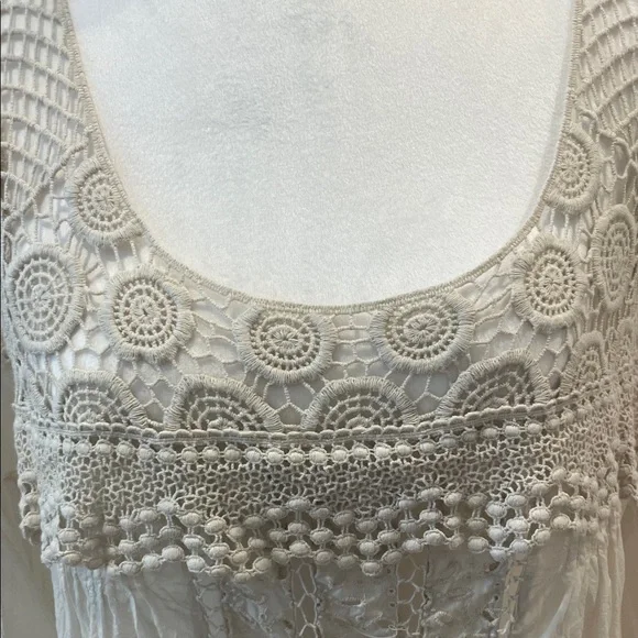 Johnny Was Cream Embroidered Lace Detail Women's Tunic Top or Dress - Picture 3 of 4